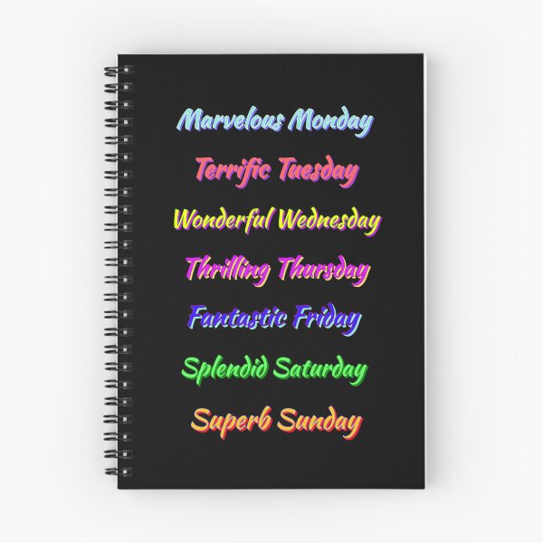 Item preview, Colorful Days of the Week. Multicolor Fun, Positive, Uplifting Messages. Black Background. designed and sold by ArtByLM.