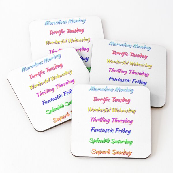 Item preview, Colorful Days of the Week. Multicolor Fun, Positive, Uplifting Messages. White Background. designed and sold by ArtByLM.
