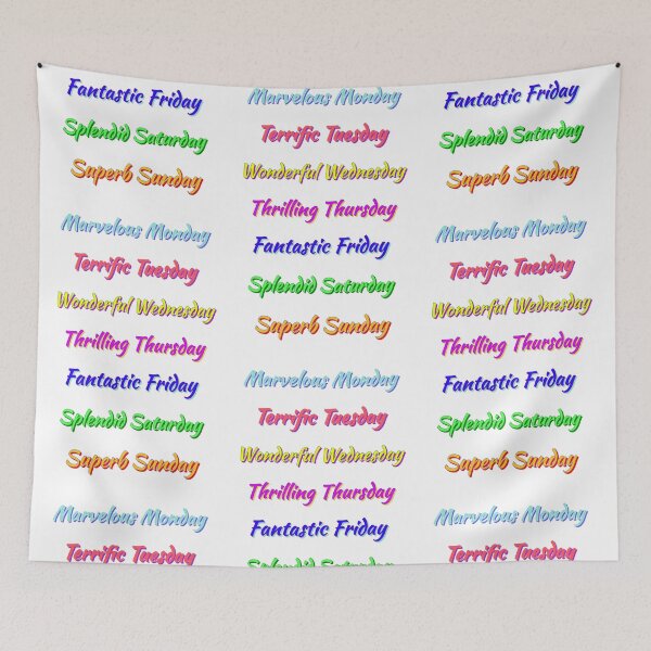 Item preview, Colorful Days of the Week. Multicolor Fun, Positive, Uplifting Messages. White Background. designed and sold by ArtByLM.