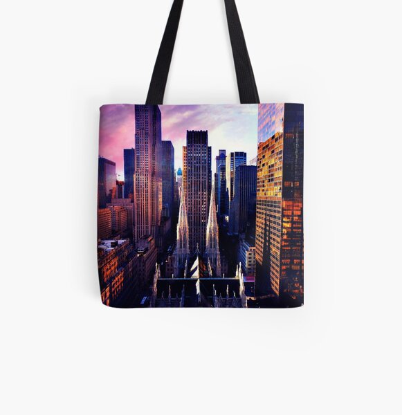 St. Patrick's Cathedral & Rockefeller Center All Over Print Tote Bag