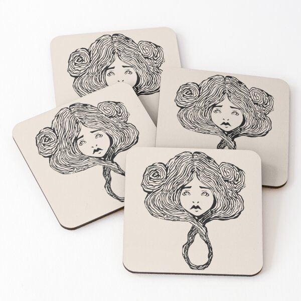 Item preview, Retrato vintage de una niña con cabello en forma de espejo de mano activo designed and sold by mcmenemy.