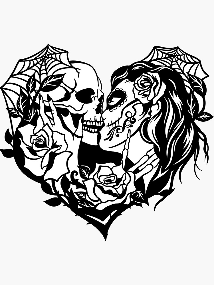 "Kissing Skulls Eternal Love Sticker" Sticker by barrettwya Redbubble