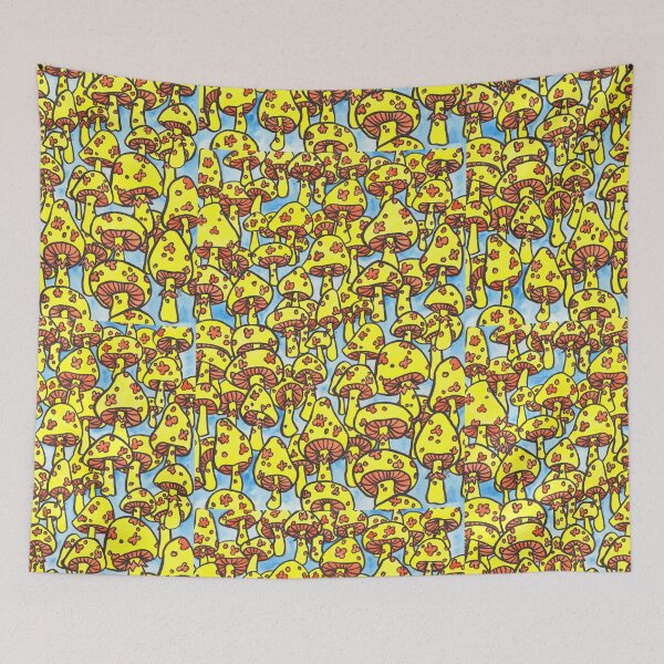 Item preview, retro yellow mushrooms designed and sold by HiddenStash.