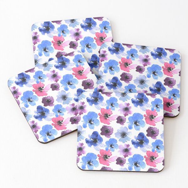 Item preview, Blue purple pink watercolor flowers designed and sold by junkydotcom.