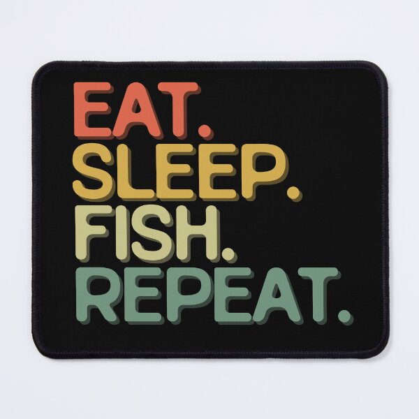 Item preview, Eat Sleep Fish Repeat - Funny Retro Vintage Colors Typography Satire designed and sold by FunnyHomeQuotes.