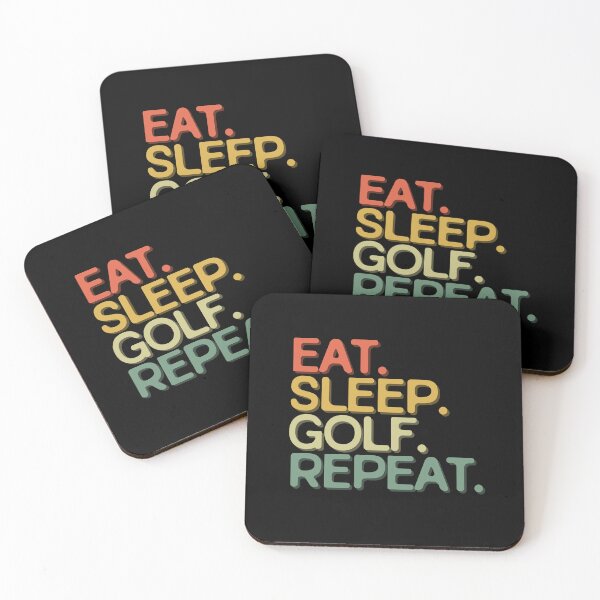Item preview, Eat Sleep Golf Repeat - Funny Retro Vintage Colors Typography Satire designed and sold by FunnyHomeQuotes.