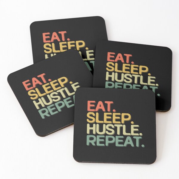 Item preview, Eat Sleep Hustle Repeat - Funny Retro Vintage Colors Typography Satire designed and sold by FunnyHomeQuotes.