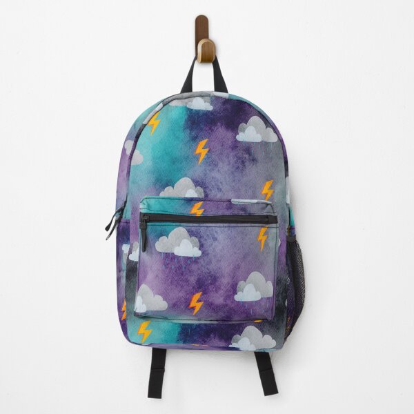 Item preview, Watercolor Background with Lightning and Rain Clouds designed and sold by Creativedusk.