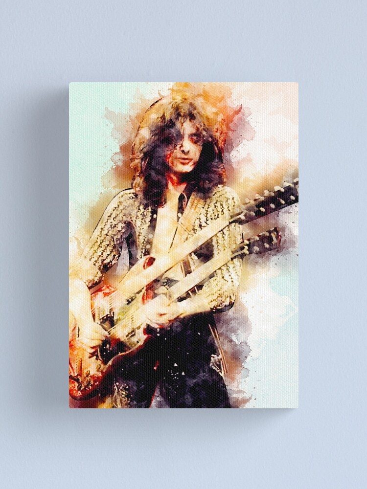 JIMMY PAGE watercolor portrait - FRAMED poster - various popular sizes! art print led zeppelin