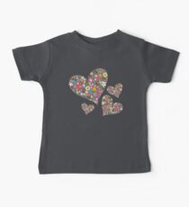 Whimsical Spring Flowers Pink Valentine Hearts Quartet Baby T-Shirt