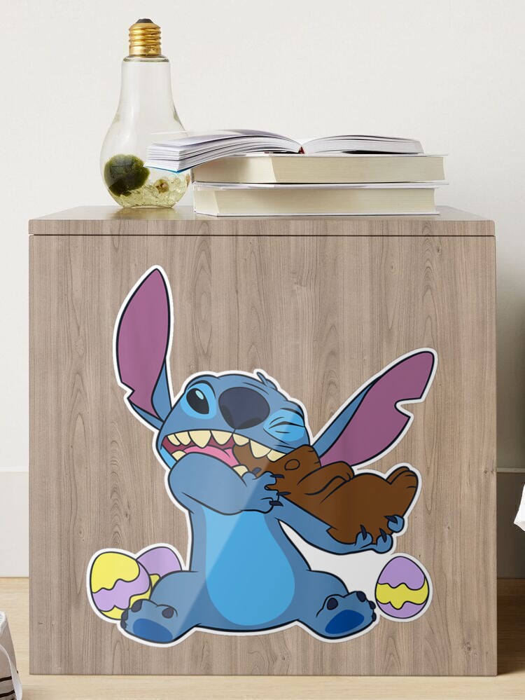 Stitch Eats Chocolate Bunny Sticker for Sale by GomezUSArt