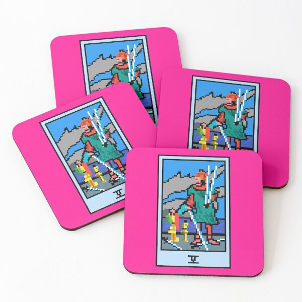 Item preview, Wait, is this pixel art tarot? Pink - Minor Arcana 'Five of Swords' (Design for T-shirt, stickers and other accessories) designed and sold by Pixel Waite.