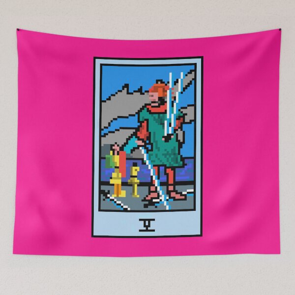 Item preview, Wait, is this pixel art tarot? Pink - Minor Arcana 'Five of Swords' (Design for T-shirt, stickers and other accessories) designed and sold by Pixel Waite.