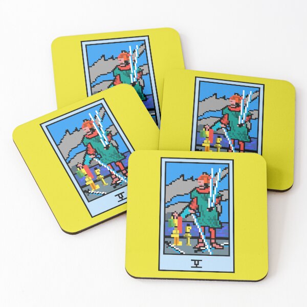 Item preview, Wait, is this pixel art tarot? Yellow - Minor Arcana 'Five of Swords' (Design for T-shirt, stickers and other accessories) designed and sold by Pixel Waite.