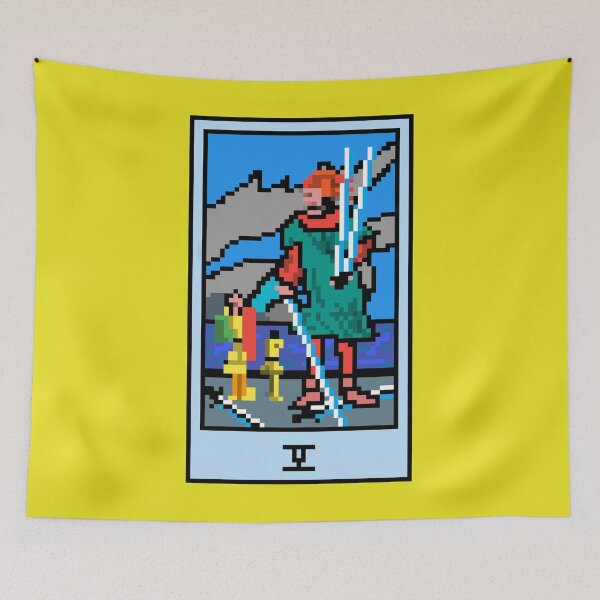 Item preview, Wait, is this pixel art tarot? Yellow - Minor Arcana 'Five of Swords' (Design for T-shirt, stickers and other accessories) designed and sold by Pixel Waite.