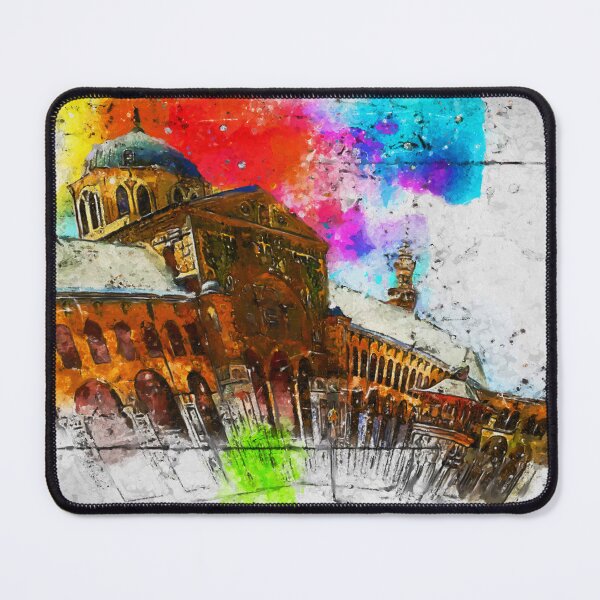 Item preview, Umayyad Mosque Damascus - Colorful Watercolor Splash Art Print designed and sold by NadalArtStudio.