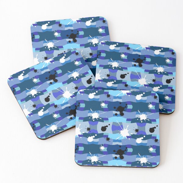 Item preview, Blue Camouflage with Black and White Ink Spots Pattern designed and sold by quinellie.
