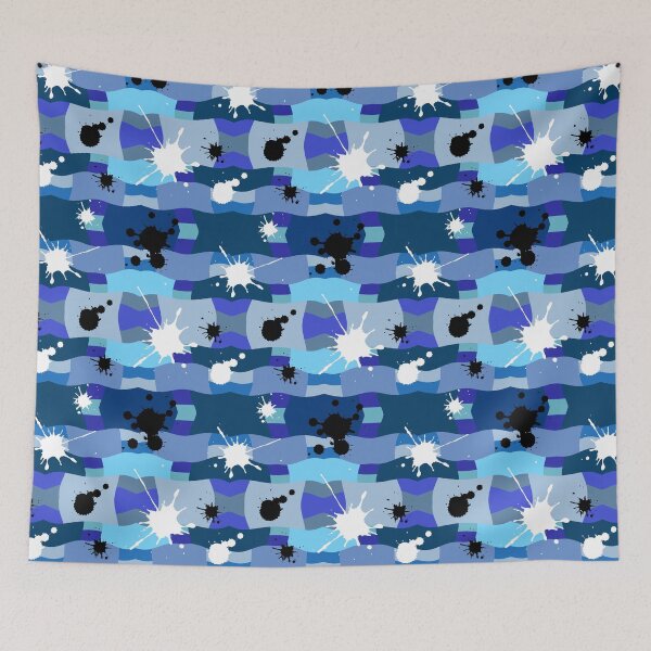 Item preview, Blue Camouflage with Black and White Ink Spots Pattern designed and sold by quinellie.
