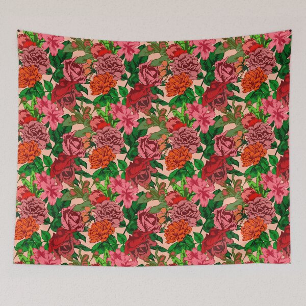 Item preview, Pink floral pattern with garden flowers designed and sold by Iryna Pakhomova.