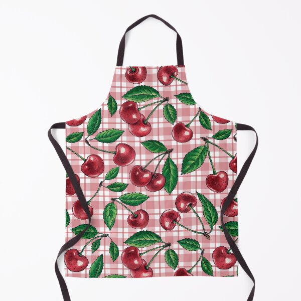 Item preview, Red cherries on pink gingham designed and sold by Katerina Mitkova Kirilova.