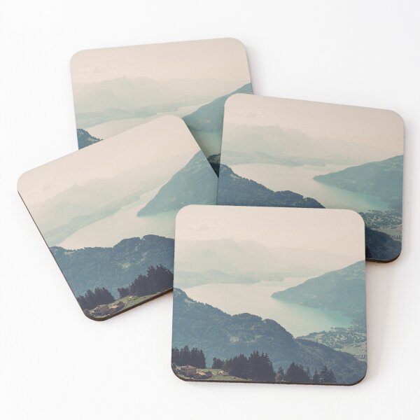 Item preview, Blue Hazy Mountains Lake Landscape in Switzerland Alps designed and sold by ppolecho.