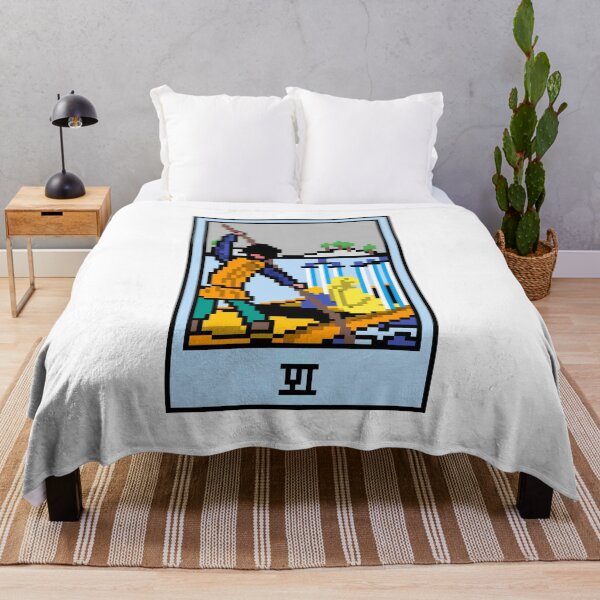 Item preview, Wait, is this pixel art tarot? White - Minor Arcana 'Six of Swords' (Design for T-shirt, stickers and other accessories) designed and sold by Pixel Waite.