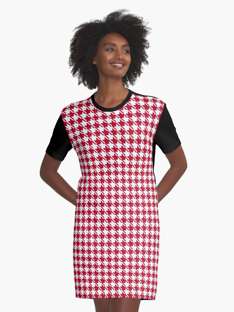 red and black houndstooth dress