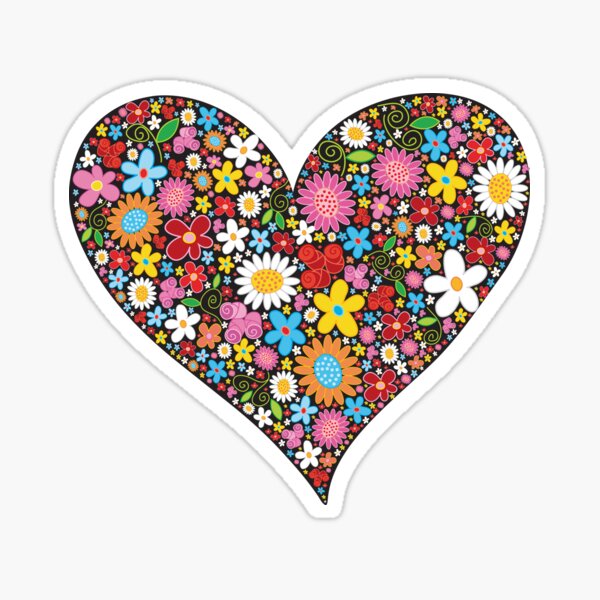 Item preview, Whimsical Spring Flowers Red Valentine Heart © fatfatin designed and sold by fatfatin.