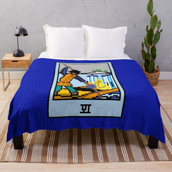 Item preview, Wait, is this pixel art tarot? Blue - Minor Arcana 'Six of Swords' (Design for T-shirt, stickers and other accessories) designed and sold by Pixel Waite.