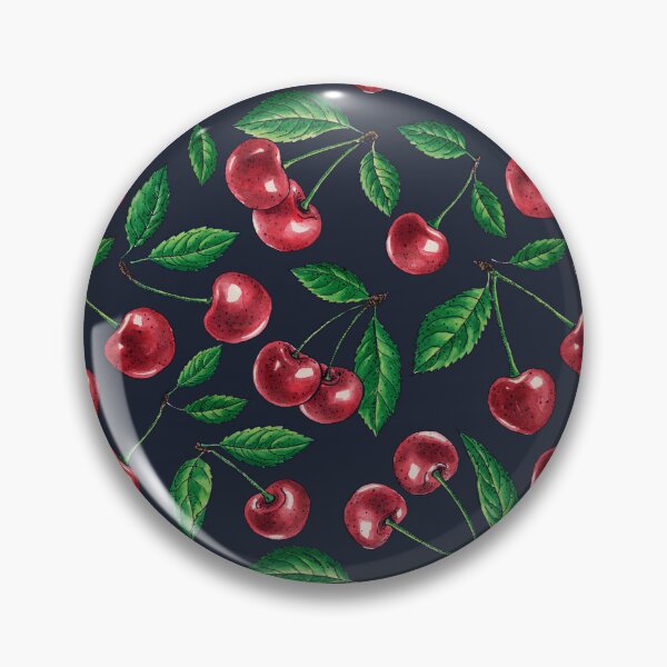 Item preview, Red cherries on dark blue designed and sold by Katerina Mitkova Kirilova.