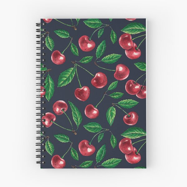 Item preview, Red cherries on dark blue designed and sold by Katerina Mitkova Kirilova.