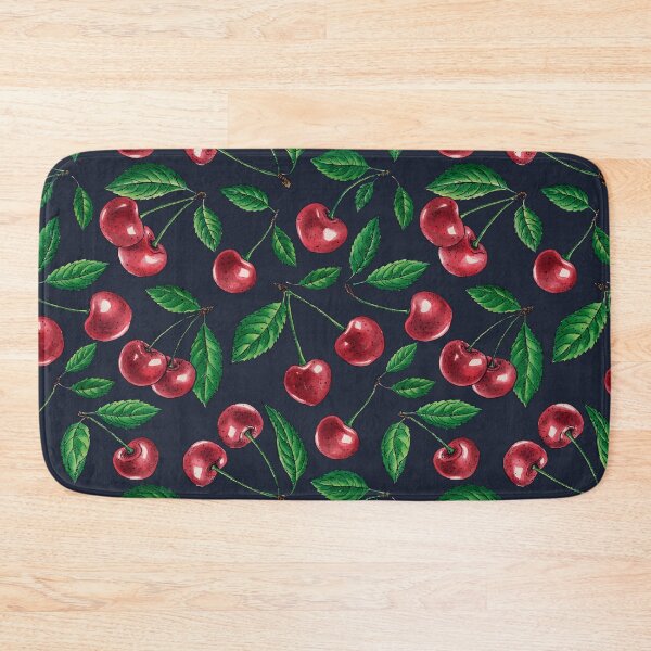 Item preview, Red cherries on dark blue designed and sold by Katerina Mitkova Kirilova.
