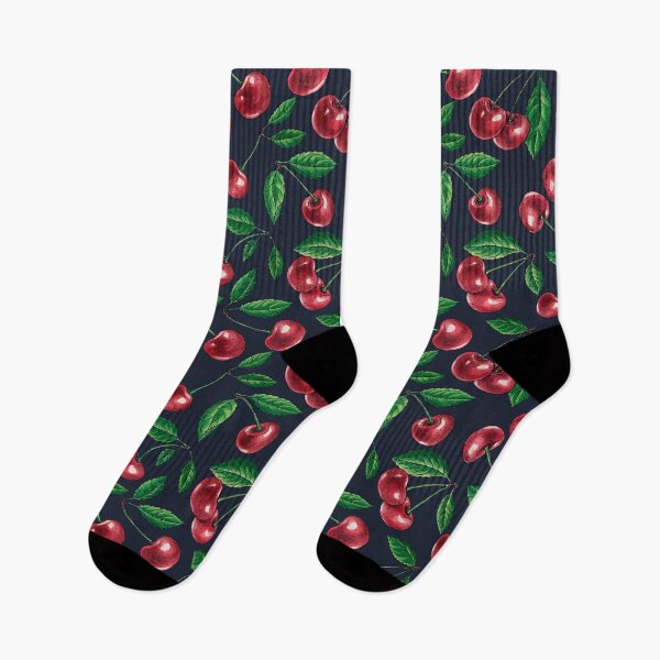 Item preview, Red cherries on dark blue designed and sold by Katerina Mitkova Kirilova.