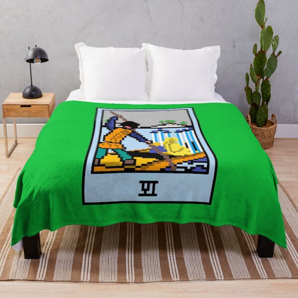 Item preview, Wait, is this pixel art tarot? Green - Minor Arcana 'Six of Swords' (Design for T-shirt, stickers and other accessories) designed and sold by Pixel Waite.