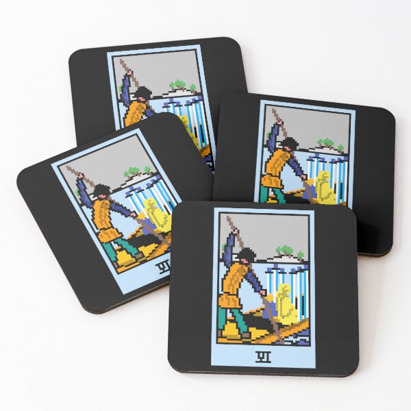 Artikelvorschau, Moment, ist das Pixel-Art-Tarot? Schwarz – Minor Arcana „Sechs der Schwerter“ (Design für T-Shirt, Aufkleber und andere Accessoires) entworfen und verkauft von Pixel Waite.