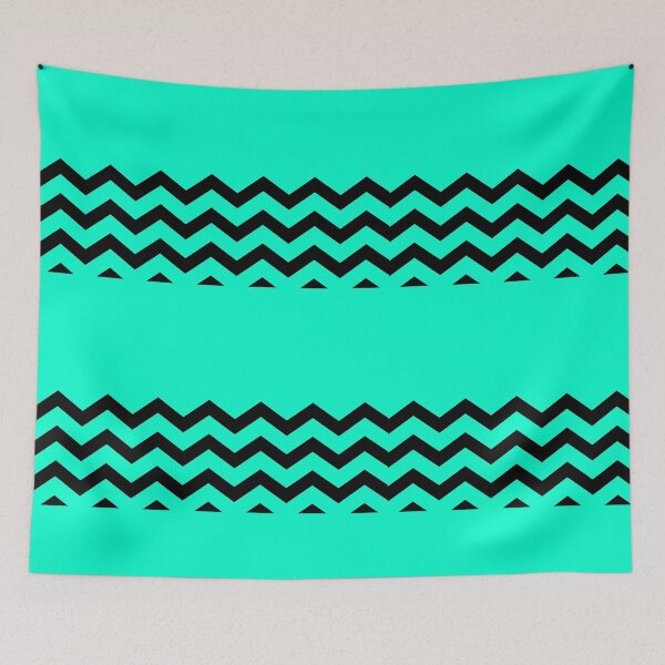 Item preview, BLACK AND AQUA CHEVRON ZIG ZAG  HALF TONE PATTERN - BY OZCUSHIONSTOO designed and sold by ozcushionstoo.