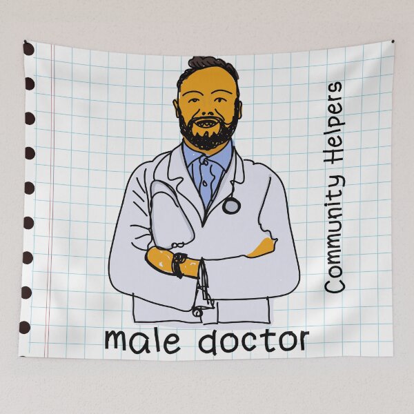 Item preview, doctor doodle art foe kids | doodle art of a doctor community helper t-shirt  designed and sold by KARTICK DUTTA.