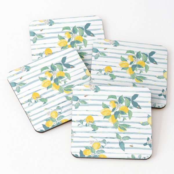 Item preview, Watercolor lemons on stripe background designed and sold by Katarina Roccella.