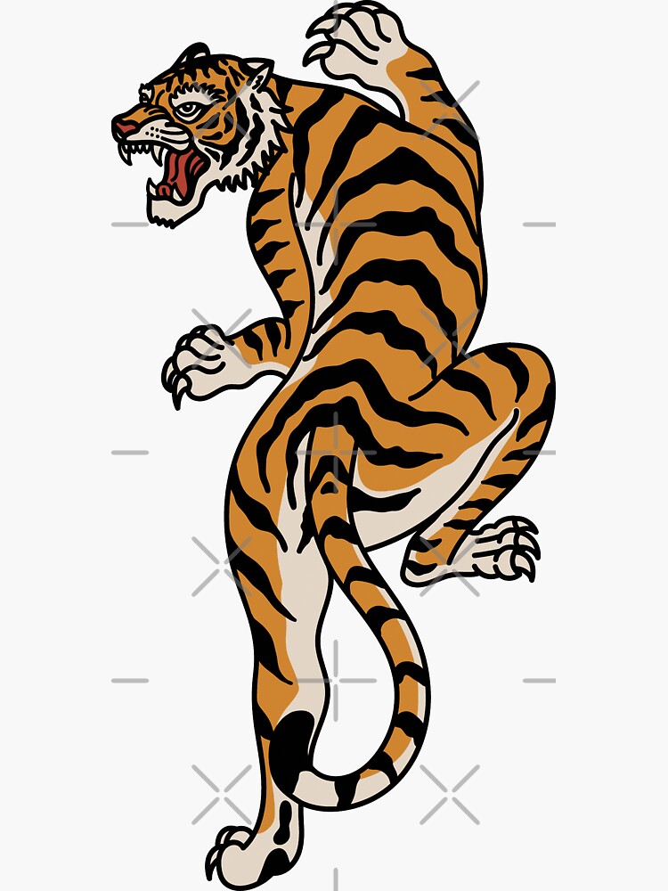 Angry Tiger Jump Color Tattoo Stock Vector (Royalty Free) 1638427141 |  Shutterstock