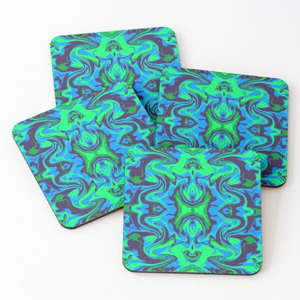 Item preview, Green pychedelic repeat pattern designed and sold by M. Stringer.