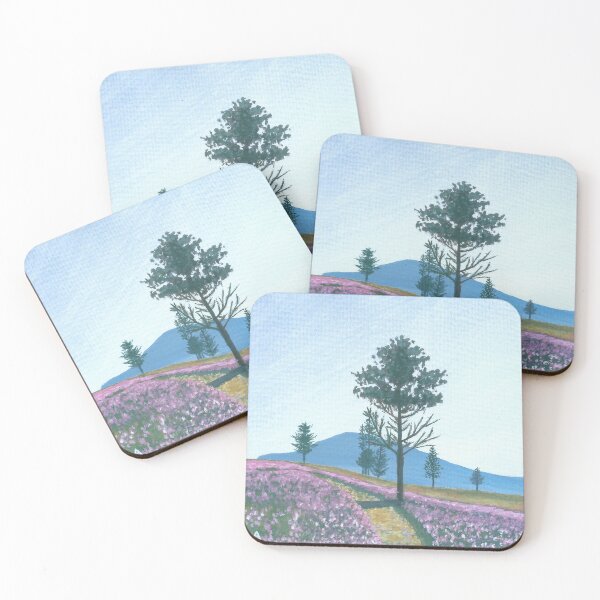 Item preview, Spring Field on the Mountains Gouache Painting designed and sold by RatnaSketch.