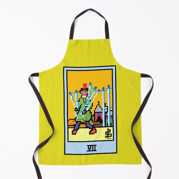 Item preview, Wait, is this pixel art tarot? Yellow - Minor Arcana 'Seven of Swords' (Design for T-shirt, stickers and other accessories) designed and sold by Pixel Waite.