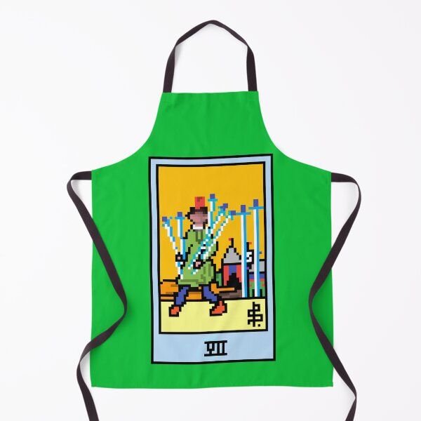 Item preview, Wait, is this pixel art tarot? Green - Minor Arcana 'Seven of Swords' (Design for T-shirt, stickers and other accessories) designed and sold by Pixel Waite.