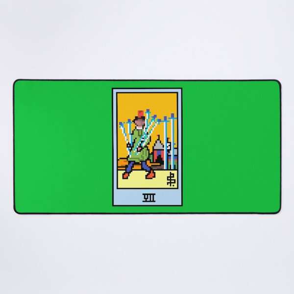 Item preview, Wait, is this pixel art tarot? Green - Minor Arcana 'Seven of Swords' (Design for T-shirt, stickers and other accessories) designed and sold by Pixel Waite.