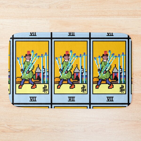 Item preview, Wait, is this pixel art tarot? Black - Minor Arcana 'Seven of Swords' (Design for T-shirt, stickers and other accessories) designed and sold by Pixel Waite.