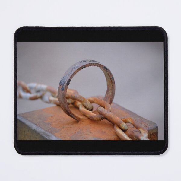 Item preview, Old Rusty Iron Ring and Chain on a metal post designed and sold by ianlewer.