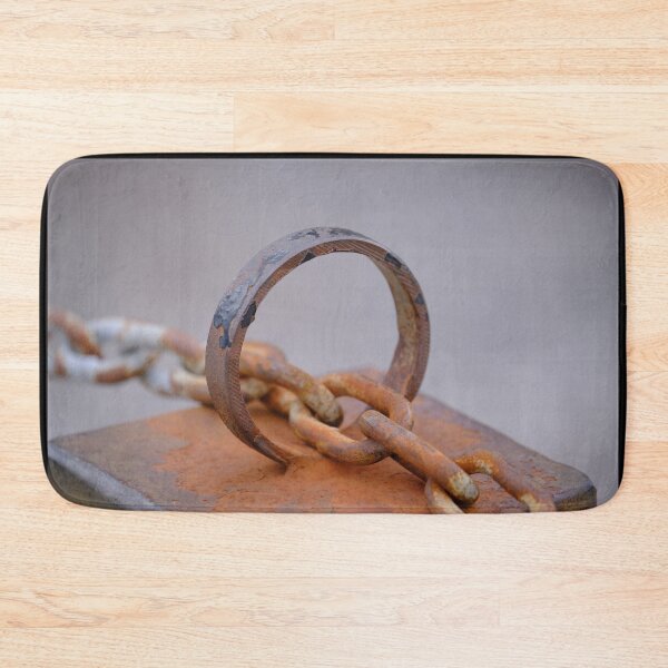 Item preview, Old Rusty Iron Ring and Chain on a metal post designed and sold by ianlewer.