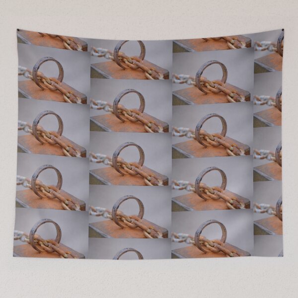 Item preview, Old Rusty Iron Ring and Chain on a metal post designed and sold by ianlewer.