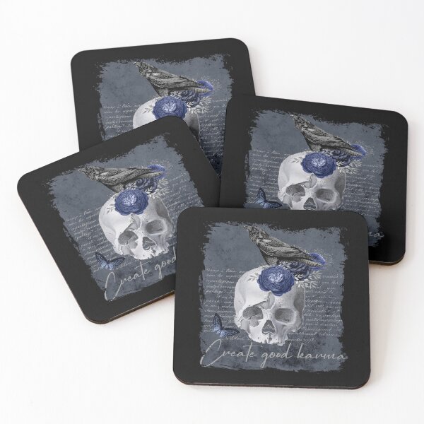 Item preview, Create good karma - Raven on a skull designed and sold by RebeccaRe.