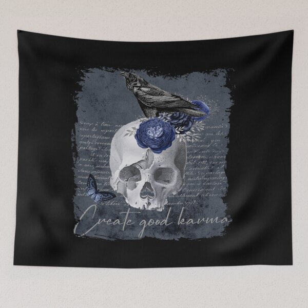 Item preview, Create good karma - Raven on a skull designed and sold by RebeccaRe.